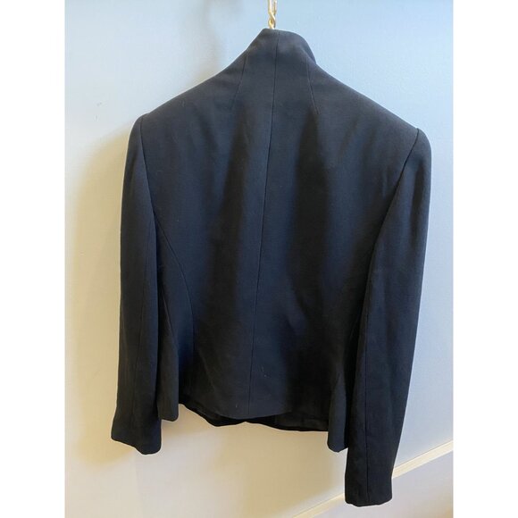 Vintage Black with Beaded Floral Lapel Snap Button Jacket/Blazer Size 8 - Picture 3 of 7